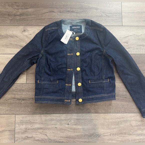 SPANX Jackets & Blazers - 🆕SPANX Dark Blue Jean Jacket with Gold Buttons